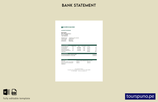 listo para imprimir plantilla de Excel de extracto bancario del Banco Cooperativ